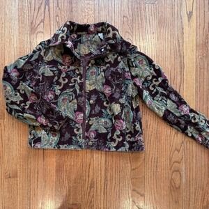 Vintage Caribbean Joe Velvet Paisley Button-Up Jacket Size Medium